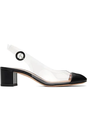 Gianvito Rossi Chaussures à talon noires en vinyle à bout en cuir nappa