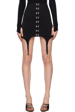 DION LEE Minijupe de style corset noire à jarretelles