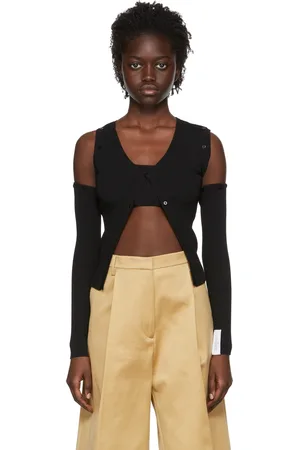 Rokh Ensemble de cardigan et de débardeur noirs en viscose