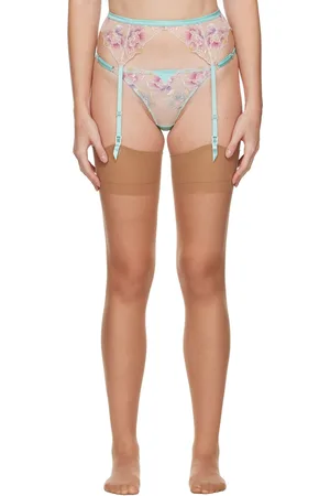 FLEUR DU MAL Porte-jarretelles Pixie bleu à broderies