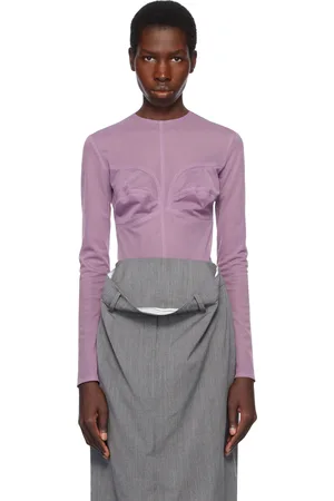 pushBUTTON Haut mauve en filet à panneaux graphiques