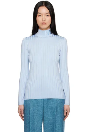 Nina Ricci Col roulé bleu à logo brodé