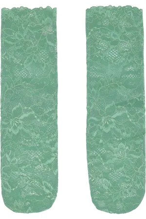 UNDERCOVER Chaussettes vertes en dentelle à motif fleuri