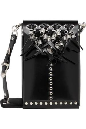 TOGA PULLA Pochette noire en cuir à bandoulière