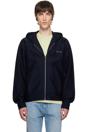 Givenchy Pull à capuche noir et bleu marine à logo et à monogrammes 72