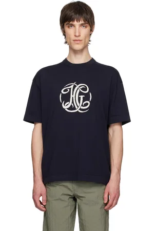 Givenchy T-shirt bleu marine en jersey à logo HG en jacquard