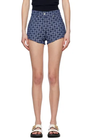 Givenchy Short ajusté bleu marine en denim à monogrammes 72