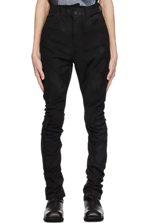 JULIUS Jean noir à coutures extérieures torsadées