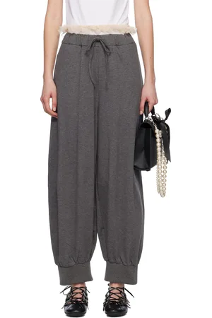 Simone Rocha Pantalon de détente gris à taille étagée visible et à cordon coulissant