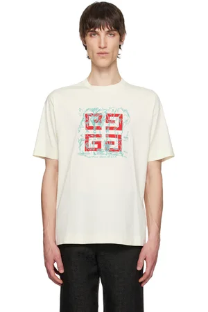 Givenchy T-shirt blanc cassé à coupe classique et à logo 4G