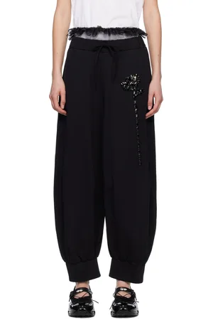 Simone Rocha Pantalon de détente étagé noir à ornement d