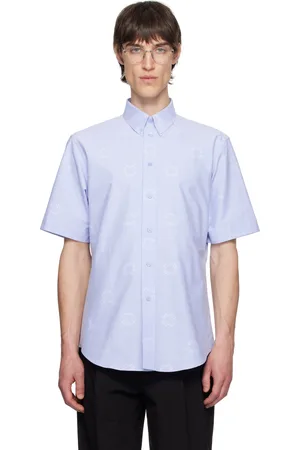 Givenchy Chemise à manches courtes bleue à monogrammes 72