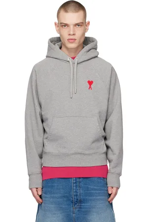 Ami Pull à capuche gris à logo Ami de cœur