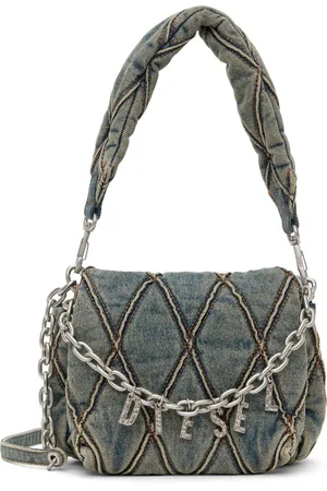 Diesel Petit sac à bandoulière bleu à breloques à logo