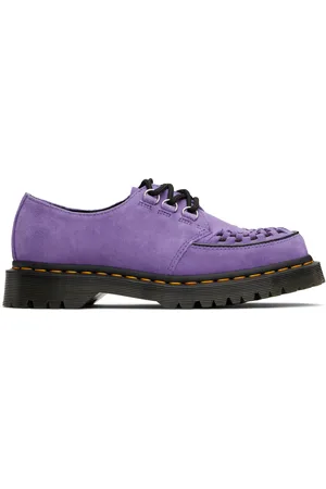 Dr. Martens Chaussures creeper Ramsey mauves en suède à ornement tissé