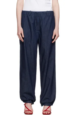 DRIES VAN NOTEN Jean bleu marine à cordons coulissants