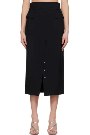 DRIES VAN NOTEN Jupe midi noire en laine