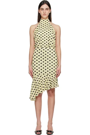 Miaou Robe midi Karina jaune et noir