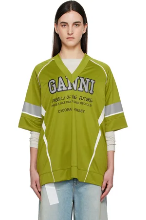 Ganni T-shirt surdimensionné vert en filet Future