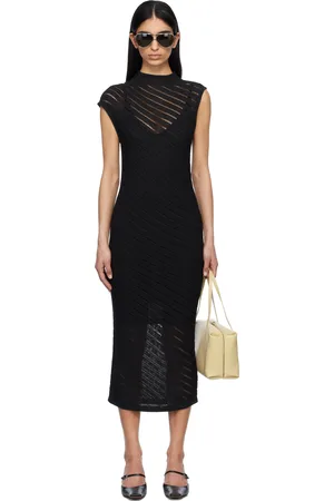 Calvin Klein Robe longue texturée noire en viscose