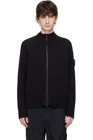 Stone Island Cardigan bleu marine en tricot léger de coton bio brut - Ghost