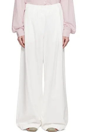 DRIES VAN NOTEN Jean blanc cassé à cordon coulissant