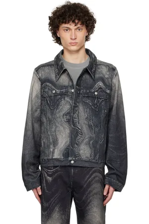 Camper Blouson noir et gris en denim à effet trompe l