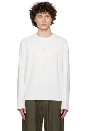 CARNET-ARCHIVE T-shirt à manches longues blanc à trois ferrures et à piqures