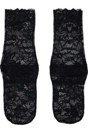 UNDERCOVER Chaussettes noires en dentelle à motif fleuri