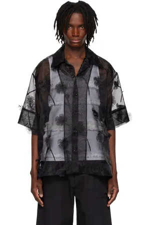 Simone Rocha Chemise droite noire en organza à appliqués d