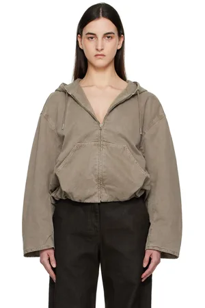 Acne Studios Blouson aviateur gris en sergé épais