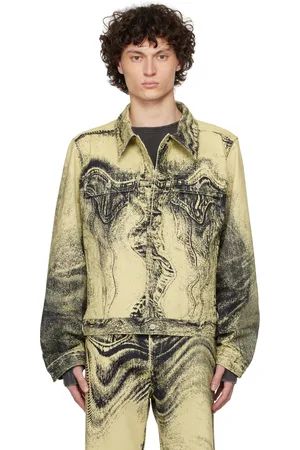 Camper Blouson jaune et noir en denim à effet trompe l
