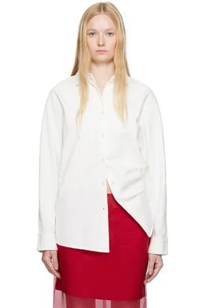 DRIES VAN NOTEN Chemise blanc cassé en denim à boutons