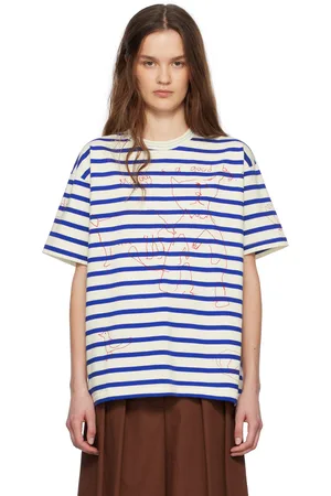 BODE T-shirt Margate blanc et bleu marine
