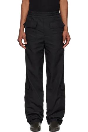 DRIES VAN NOTEN Pantalon cargo noir en satinette
