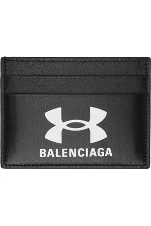 Balenciaga Porte-carte noir en cuir d