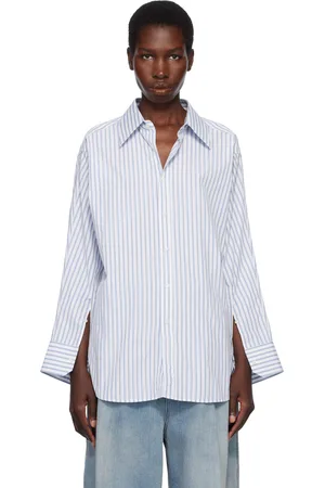Maison Margiela Chemise bleu et blanc en coton à rayures