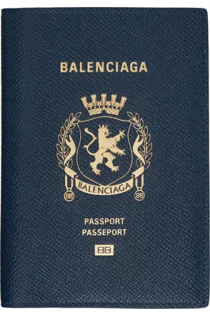 Balenciaga Portefeuille de style passeport bleu en cuir