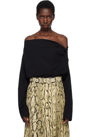 DRIES VAN NOTEN Haut noir à épaules dénudées