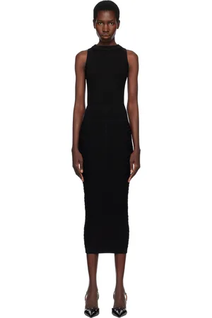 Balmain Robe midi noire en tricot à dos ouvert