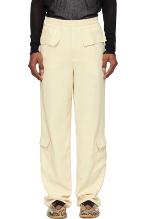 DRIES VAN NOTEN Pantalon cargo blanc cassé en sergé