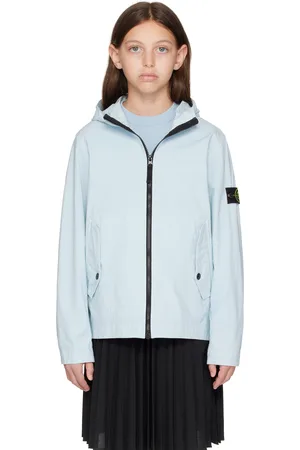 Stone Island Enfant | Blouson bleu en popeline extensible de coton