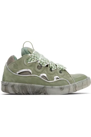 Lanvin Baskets Curb kaki en cuir à semelle marbrée