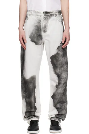 Balmain Jean blanc à imprimé Moon et à coupe classique
