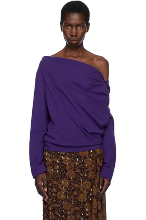 DRIES VAN NOTEN Haut mauve à épaules dénudées