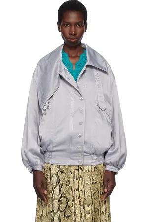 DRIES VAN NOTEN Blouson aviateur bleu en sergé
