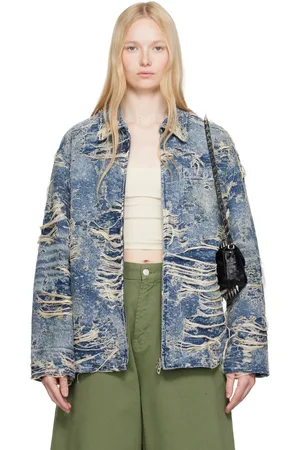Diesel Blouson Ivar bleu en denim à effet usé