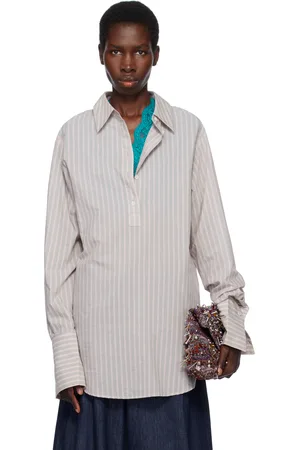 DRIES VAN NOTEN Chemise grise à rayures
