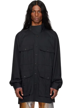 DRIES VAN NOTEN Surchemise noire en sergé