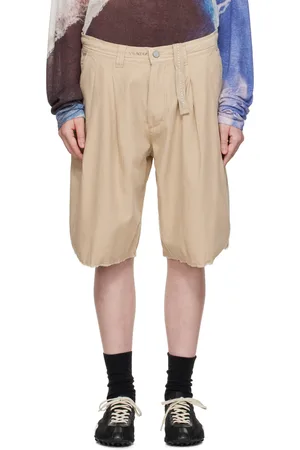 ERL Short chino beige à effet usé